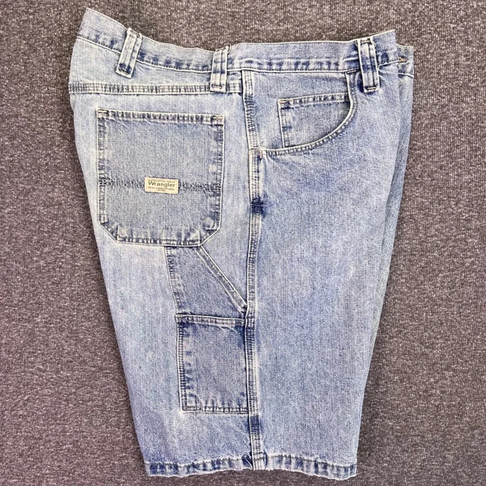 Wrangler Carpenter Shorts Men 38 Light Blue Retro Workwear Relaxed Denim Utility